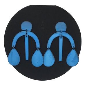 Annie Costello Brown Mini Arc Drop Earrings in Blue